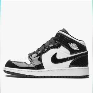 Nike Air Jordan 1 Mid Black & White Patent Leather